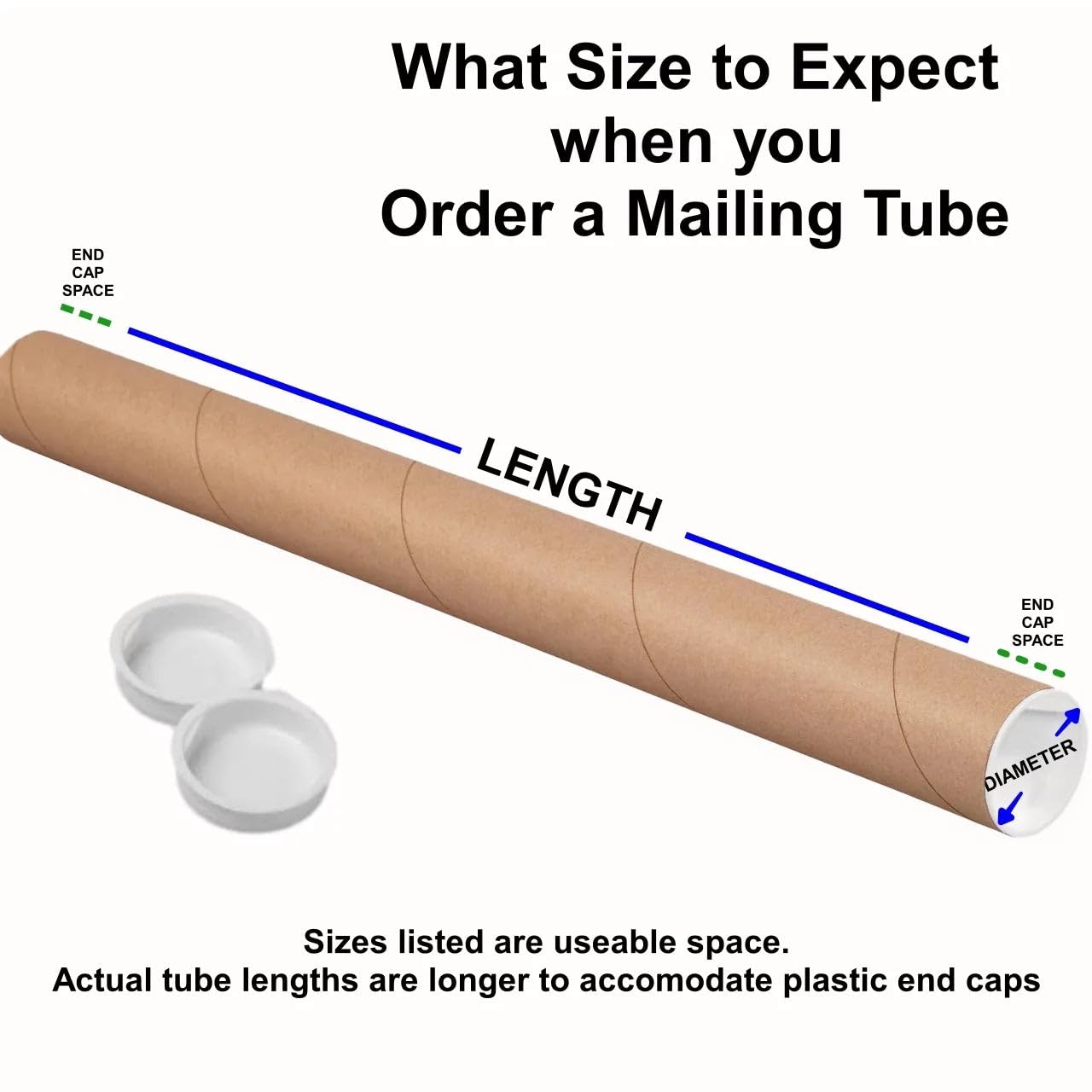 Mailing Tubes with Caps, 2 in x 24 in - 2 Pack - Kraft - for Shipping, Packing, Bulk Round Packaging, Cardboard Mailers, Poster, Art Prints, Maps, Blueprint