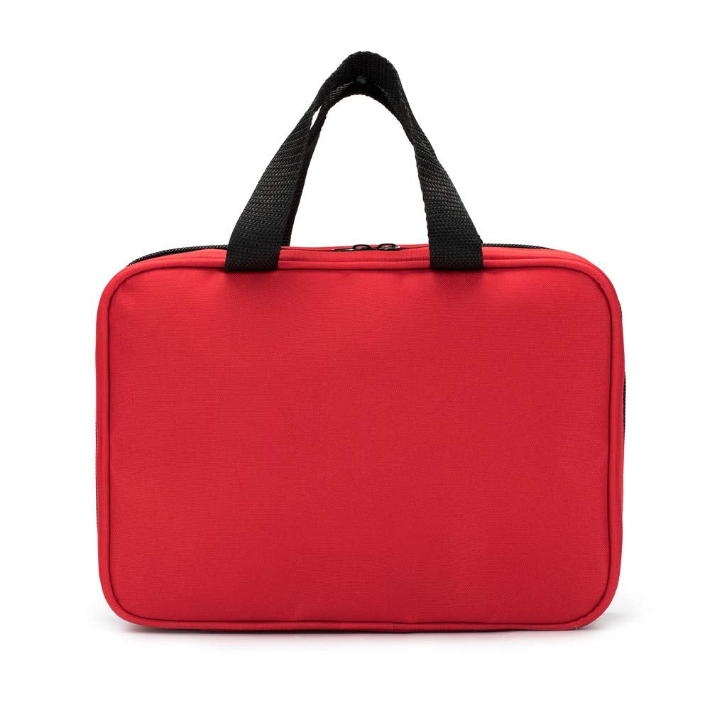Jipemtra Red First Aid Bag Empty Travel Rescue Pouch First Responder Storage Medicine Emergency Bag for Car Home Office Kitchen Sport Outdoors (Red with Folders)