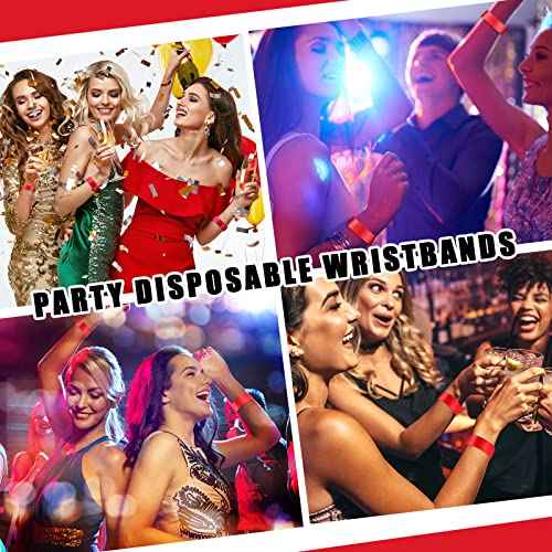300 Pcs Color Cloth Event Wristbands Without Logo Social Distancing Identification Wristbands for Wedding Party Events(Red)