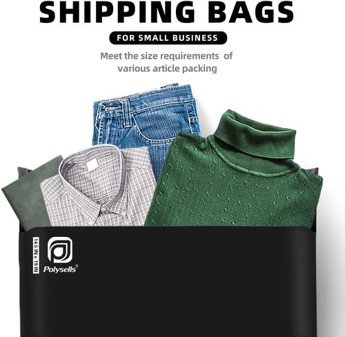 POLYSELLS Black Poly Mailers - 500 Pcs 14.5x19 Inches, Waterproof & Tear-Resistant Shipping Envelopes