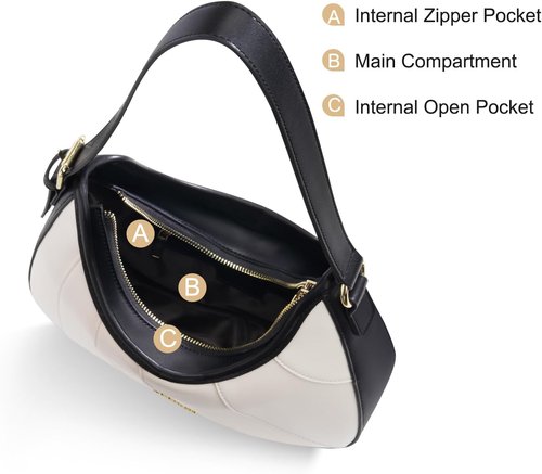 MOSISO PU Leather Shoulder Bag - Stylish Crescent Crossbody Handbag with Zipper Closure & Adjustable Strap | White