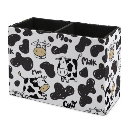 Niapessel Pencil Holder for Desk, Cute Funny Cow Pen Holder Storage Desktop Pen Organizer Desk Pencil Organizer Makeup Brush Holder for Office School College Leather