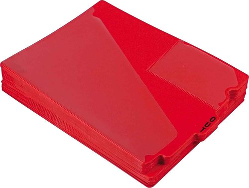 Pendaflex 13541 End Tab Vinyl Outguides w/Center Tab Printed Out, Letter Size, Red, 50/box