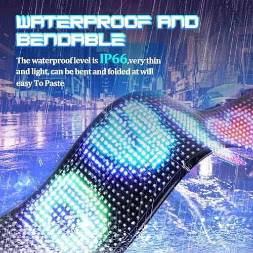 FAHKNS Programmable LED Sign Matrix Panel, Flexible Huge Bright Advertising Scrolling LED Sign, Bluetooth App Control LED Sign for Car Shop Store Advertising Party Bar, 19''x5''