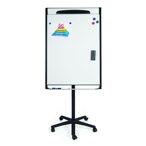 MasterVision Magnetic Platinum Dry Erase Mobile Presentation Easel, Board Size 27.5" x 39", Black/Silver (EA48066720)