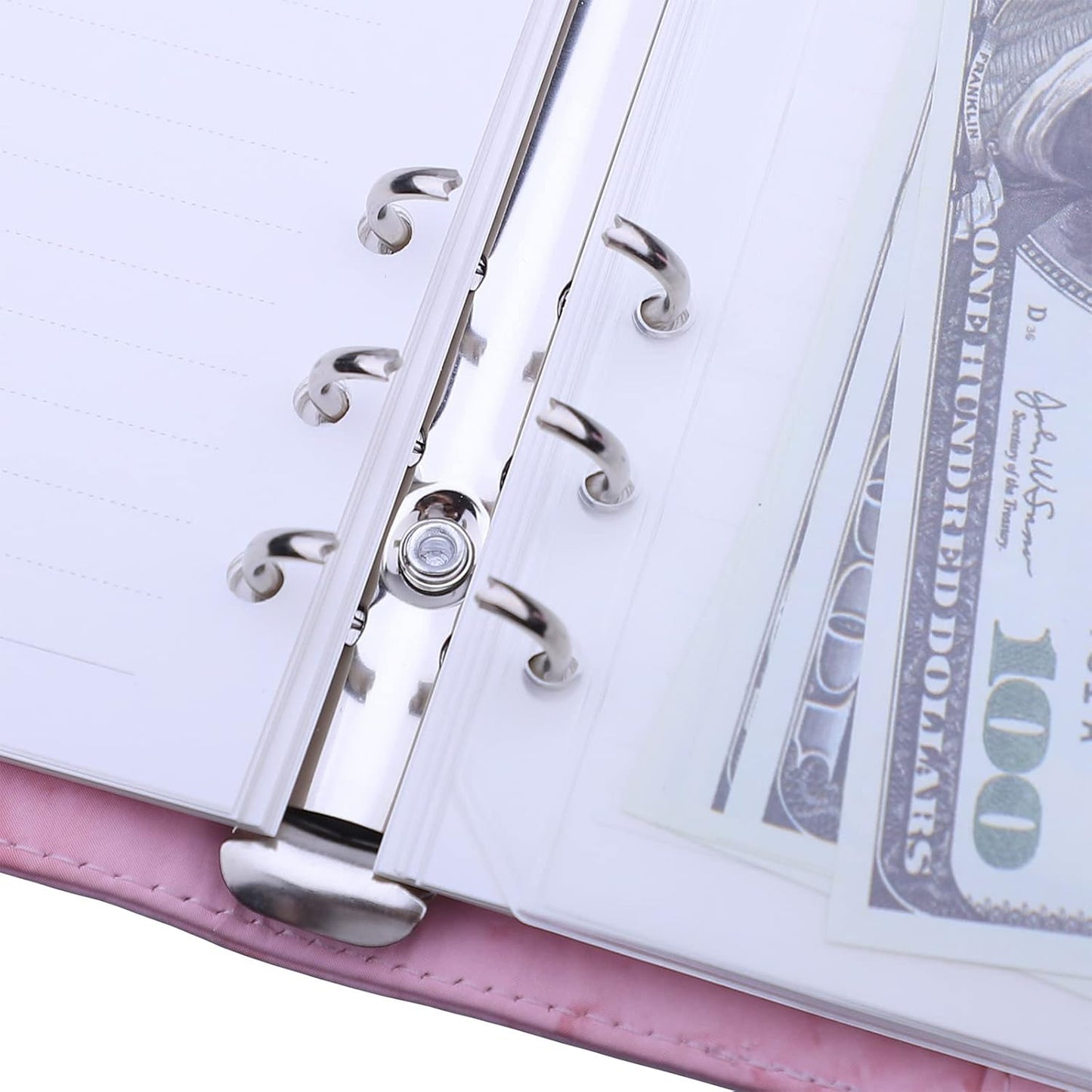Antner A6 Budget Binder - Refillable PU Leather Notebook Planner Cover | Marble Pink, 6 Ring Design