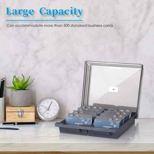 Catekro Business Card Holder Business Card Index Business Card Files Box Storage Box Magnetic Card Classification A-Z Index Four Compartment (1000 cards)