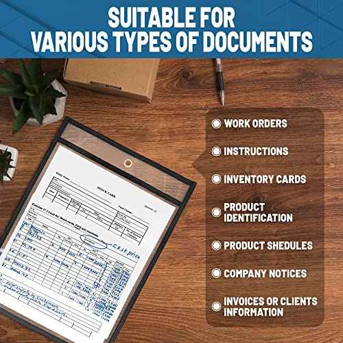 30 Pack Job Ticket Holders 8.5x11 - Work Order Plastic Sleeves for Documents - 8 1/2 x 11 Shop Ticket Holders - Heavy Duty Sheet Protectors - Dry Erase Pocket Sleeves - Dry Erase Clear Pocket Sleeve