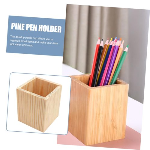 STOBOK 8 pcs Cosmetic Pencil Tabletop Unfinished Mini Container Small Organizer Pot for Vase Desk Office Wood Rustic Of Pots Square Makeup Cup Planter Succulent Geometric DIY
