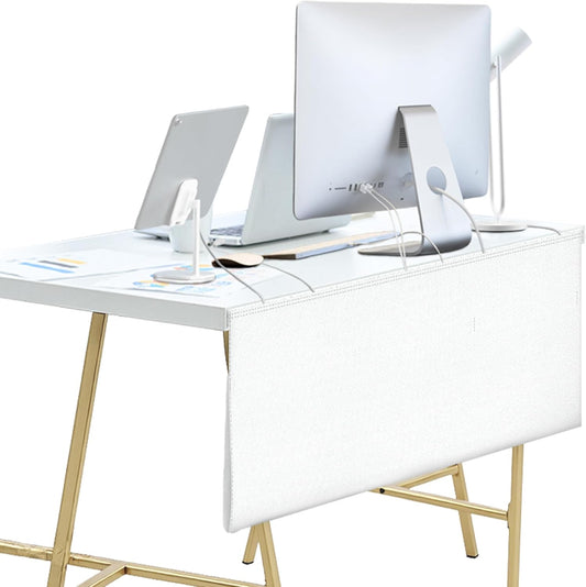 Under Desk Privacy Panel - White Self-Adhesive Modesty Panel with Cable Management | Heavy Duty Desk Skirt
