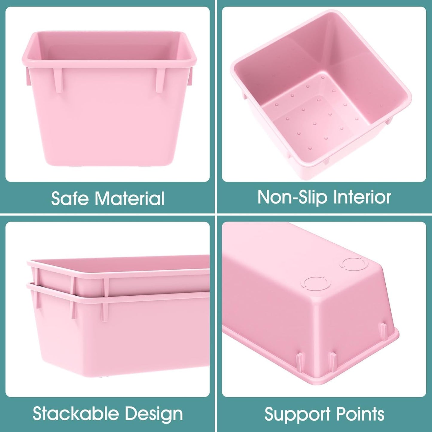 WOWBOX 25 PCS Plastic Drawer Organizer Set - Versatile Storage Bins for Makeup, Jewelry & Gadgets | Pink