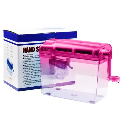 JIKIOU Mini Hand Shredder Portable Paper Shredder Manual Shredder Documents Paper Cutting Tool Home Office Desktop Stationery Red