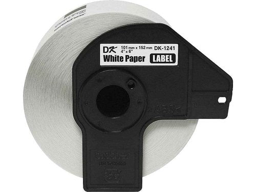 Brother Genuine DK-1241 Die Cut White Labels, 4 x 6 Inch Individual Labels, Large Shipping White Paper Labels, 200 Count, (1) Roll Per Box