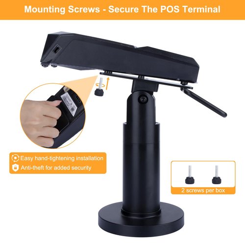 CRIZISTON POS Terminal Stand for Ingenico Lane/3000/3600/7000/8000, Point of Sale Square Card Reader Terminal Holder, Tilt & Swivel Metal POS Stand with Installation Tools, Screw-in & Adhesive, Black