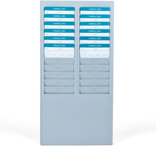Flexzion Time Card Holder - Wall Mount Rack with 24 Pocket Slots for 7" Cards | Gray Pyramid Series