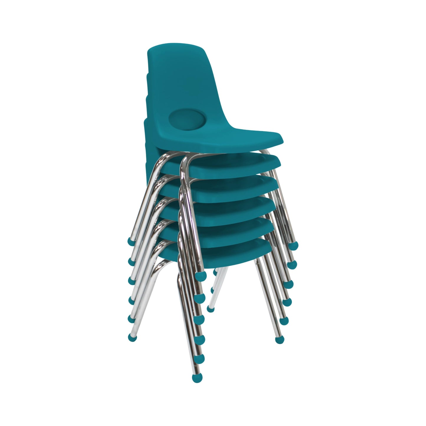 FDP 16" School Stack Chair,Stacking Student Seat with Chromed Steel Legs and Ball Glides for in-Home Learning or Classroom - Teal (6-Pack), 10367-TL