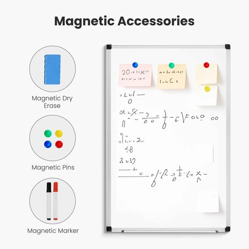 Sweetcrispy Magnetic White Dry Erase Board Set of 2 for Wall, 36 X 24, Sliver Reinforced Aluminum Frame,2 Dry Eraser & 4 Markers & 8 Magnetic Pins