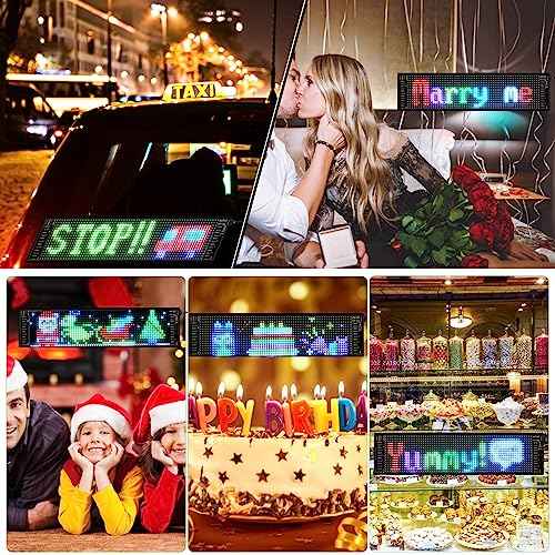 Led Sign, Bluetooth App Programmable Led Car Sign, USB 5V Scrolling Message Led Matrix Panel, Custom Digital Display Board for Shop Advertising