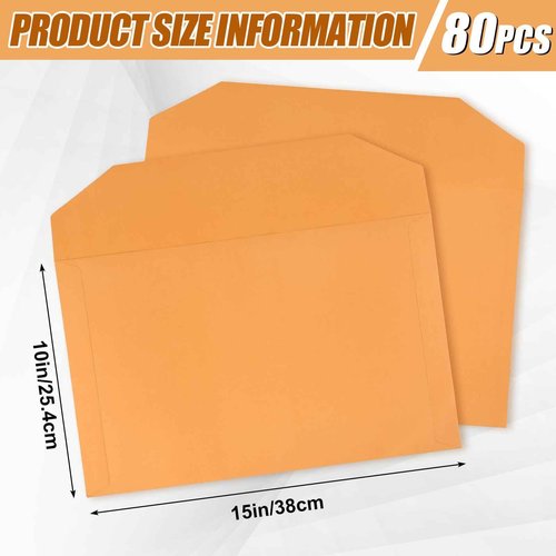 Sinload 80 Pack Legal File Envelope 10 x 15 Inch File Jackets Legal Size 40 lb Yellow Kraft for Mailing Documents