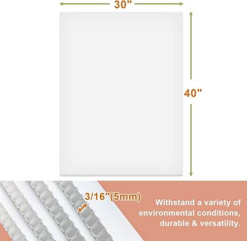 Falling in Art 30x40 Corrugated Plastic Board - 3 Pack White Double-Sided Blank Sheets for Indoor/Outdoor Use