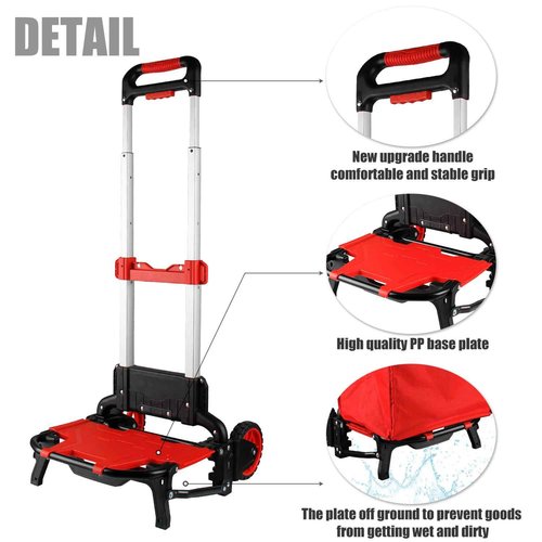 APOXCON Folding Shopping Cart with Removable Waterproof Bag and Bungee Cord, Heavy Duty Push Cart with Mute Wheels, Portable Hand Truck for Shopping, Groceries, Travel and Office Use