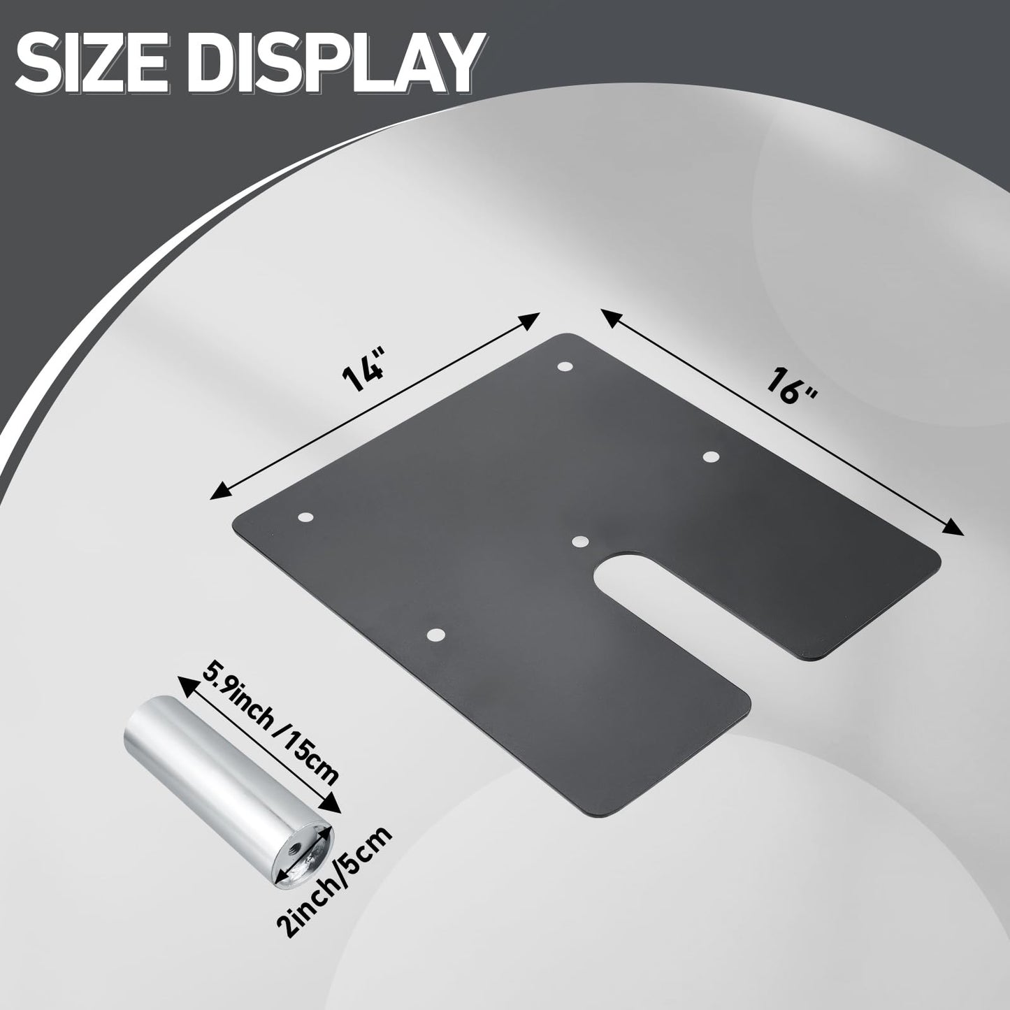 Zonon 1 Pcs Pipe and Drape Base Plate 14 x 16 Inches Backdrop Stand Flat Brace Bracket with a Fixing Pin for Backdrops Trade Shows Events Booths and Bracket (2'' Diameter Fixing Pin)
