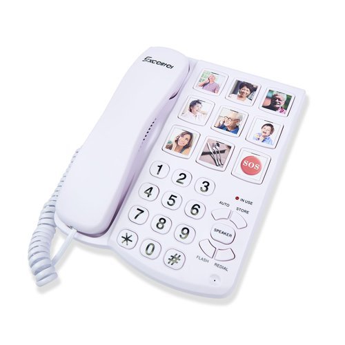 Excelltel Big Button Phone for Seniors, Corded Landline Telephone with Handsfree Function and 9 Groups of Memory, One-Touch Dialling,Suitable People with Vision Disorders/Hearing Damage (EX-LD-858HF)