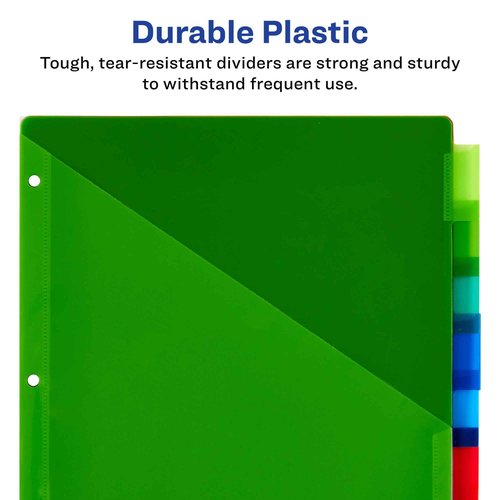 Avery Dividers for 3 Ring Binders, 8-Tab Plastic Binder Dividers, Pockets, Insertable Big Tabs, Multicolor, Extend Beyond Sheet Protectors (24 Sets of 11903)