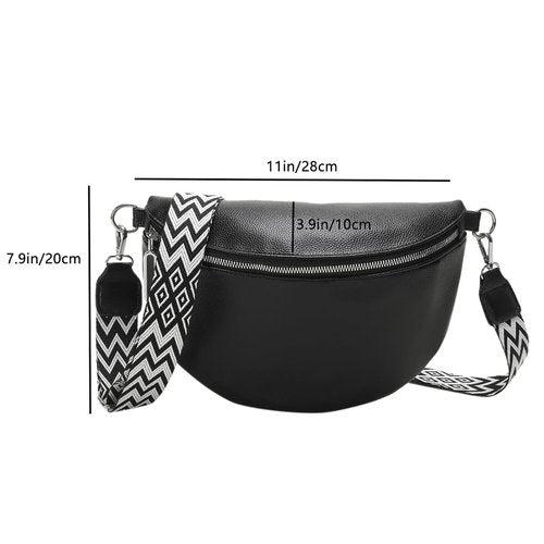 Plus Large Paragraph Waist Bags Chest Bag Large Capacity Travel Bag Soft Leather Korean Version Of The (Black, One Size)