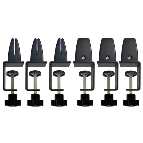Jhanw Sneeze Guard Support Clips for 1/8" to 0.51" Thick Panel, Adjustable Desk Divider Clips, Aluminum Desk Partition Clamp, Acrylic Plexiglass Partition Clips Black, Desk Privacy Panel Clamps 6 Pack