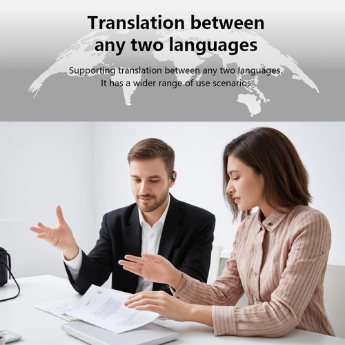 Ai Translator Earbuds Translation Headphones Real-Time 144 Languages with Online & Offline Adjustable Ear-Hook 36H Playtime Perfect for Travel & Business