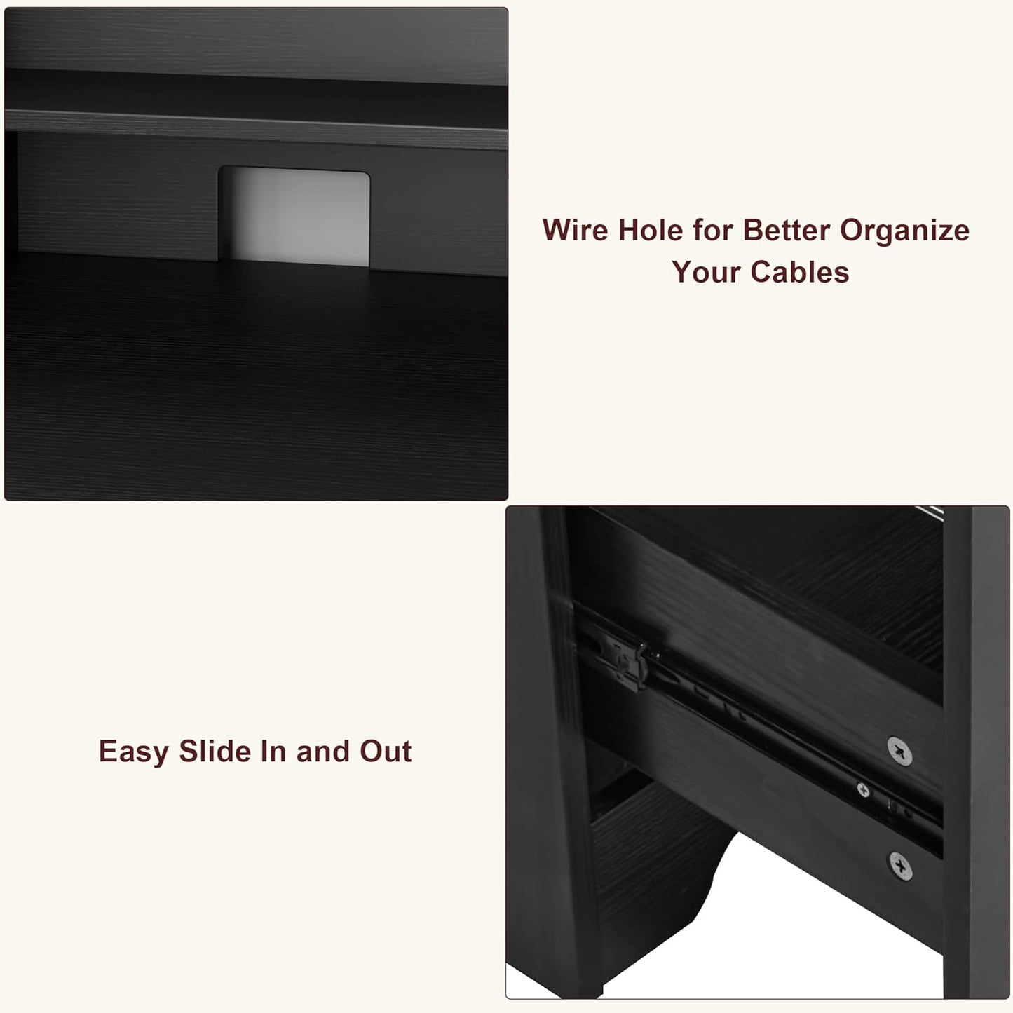 TTVIEW Computer Desk - Wood Writing Table with Drawers & Hutch Shelf | 43” Wide, Black Finish