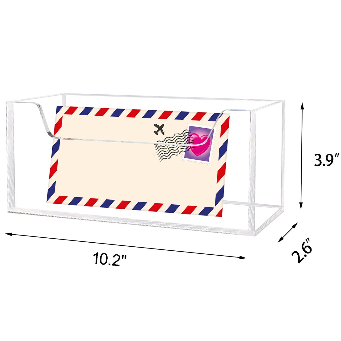Acrylic Mail Holder Organizer Box for Desk Countertop Wall Mount Clear