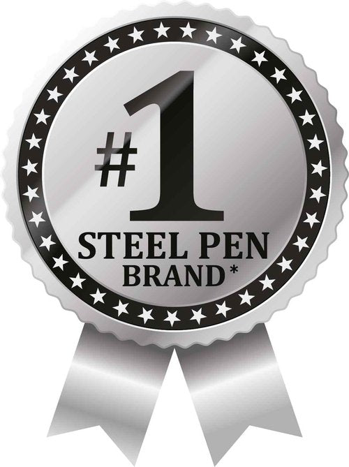 Zebra Pen F-402 Stainless Steel Retractable Ballpoint Ink Pens 12-Pack, Blue Ink, 0.7mm Fine Point, Easy-Glide Ink, Non-Slip Grip, Metal Clip, Refillable With F-Refill (29220)