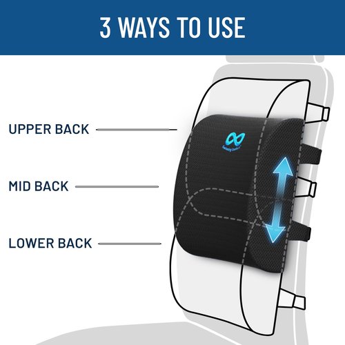 Everlasting Comfort Seat Cushion & Lumbar Support Bundle - Ideal for Desk, Car, Office, Gaming Chairs - Enhance Posture and Relieve Back Pain (Black)