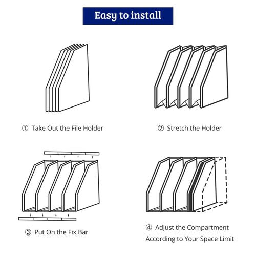 Lemical Magazine Holder 4 Vertical Compartments Collapsible Magazine File Holder Space Saving Rack Home Kitchen Desk Organizer No Need Assemble Gray