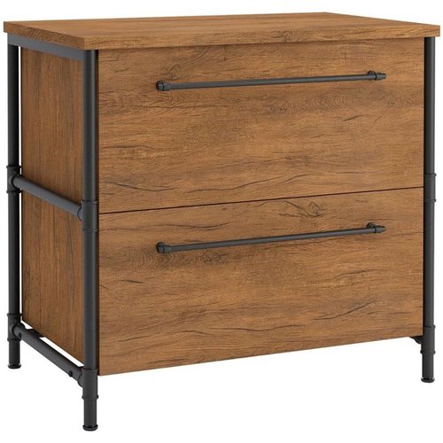 Sauder Iron City Lateral File, Checked Oak Finish