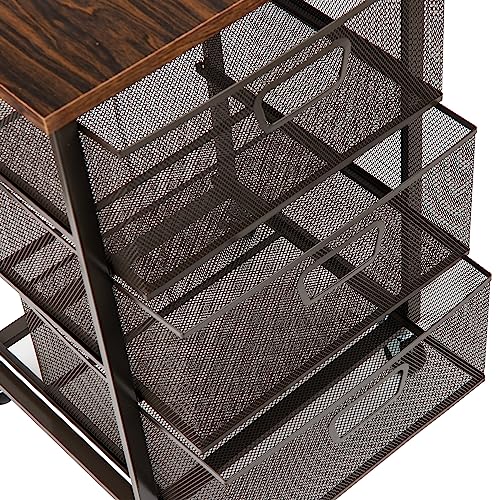 Mind Reader 3-Drawer Wood-Top Rolling Office Organizer Cabinet with Mesh Drawers – Black
