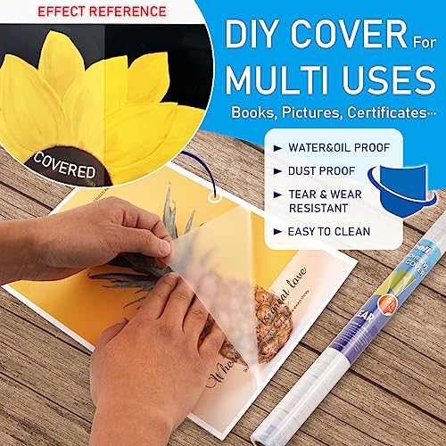 Chell Clear Contact Paper for Books 17.5 in x 5 ft Self-Adhesive Book Cover