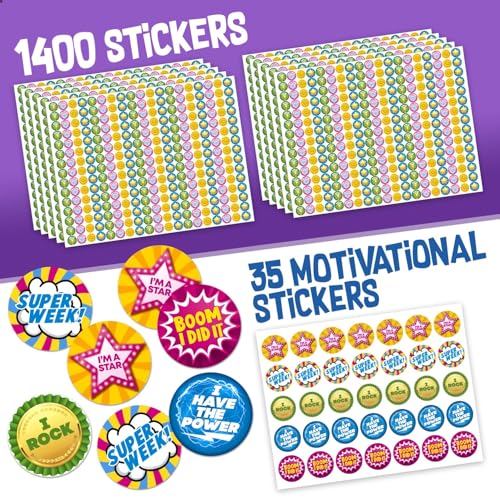 Learn & Climb 26-Week Kids Behavior Reward Chart System with Magnetic Sticker Pad - 2800 Stickers Included