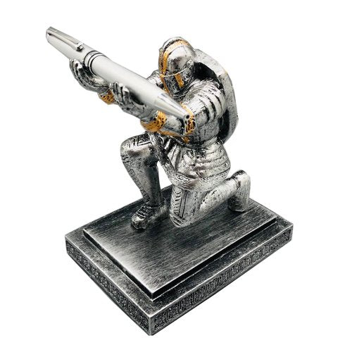 AMJUDOT Knight Pen Holder Shield Soldier Knight Pen Holder Desk Organizers Pencil Holder（Iron