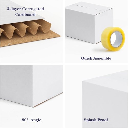 Shipping Boxes - White 40 Pack 7x5x5 Inch Corrugated Cardboard Boxes for Small Business Packaging