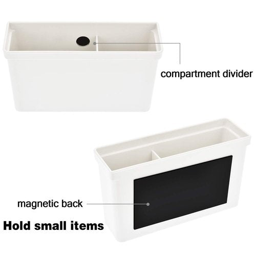 Onwon 4 Pieces Magnetic Marker Holder with 2 Compartments for Whiteboard - Pen Holder with Strong Magnet - Magnetic Dry Eraser Marker Organizer
