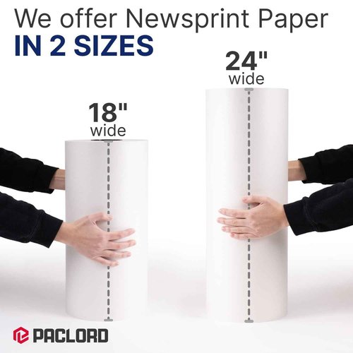 Paclord Large 24" x 1440' Newsprint Paper Roll - Extra 26 lbs Thick - Money Saving Equivalent to 1000pc 18"x17" Newsprint Sheets - for Wrapping, Shipping, Moving, and Void Filling