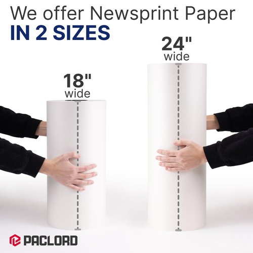 Paclord Large 18" x 1440' Newsprint Paper Roll - Extra 26 lbs Thick - Money Saving Equivalent to 1000pc 18"x17" Newsprint Sheets - For Wrapping, Shipping, Moving, and Void Filling