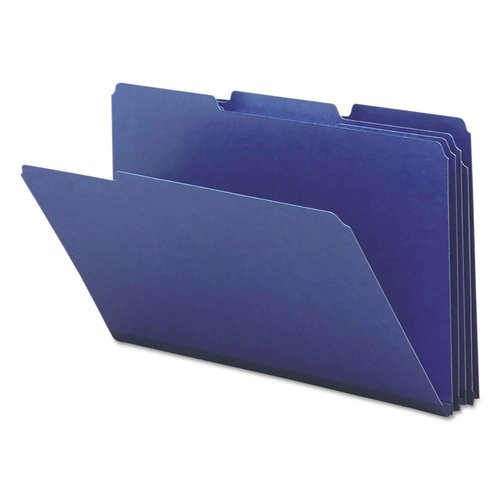 Smead Pressboard File Folder, 1/3-Cut Tab, 1" Expansion, Legal Size, Dark Blue, 25 per Box (22541)