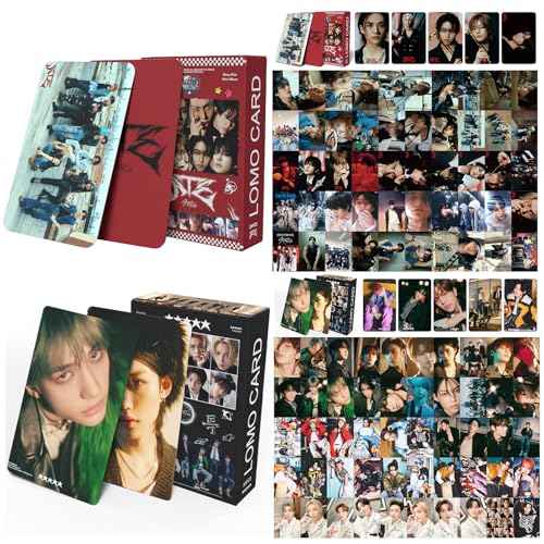 5 Star Album Merch Gift Box Set including 110 PCS Photocards, 16pcs Transparent Cards, 180pcs Laptop Stickers, Keychain, Lanyards and Tape Rolls, Gift for SKZ Fans