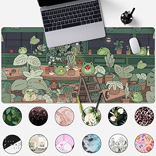 Mechanical Cattle Green Bean Frog Mouse Pad Large Desk Mat for Gaming & Office