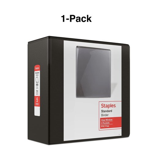 Staples 976180 5-Inch Staples Standard View Binder with D-Rings Black