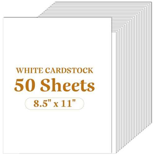 Ftumertly 50 Sheets White Cardstock 8.5 x 11, Card Stock 92lb/250gsm Thick Cardstock, Printer Paper Cover Stock for Invitations, Menus, Scrapbooking, DIY Cards, Wedding